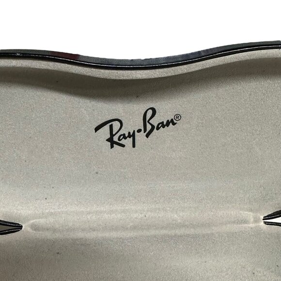 Genuine Ray Ban Hard Clamshell Eyeglasses Case Black Faux Leather + Lens Cloth - Picture 2 of 12